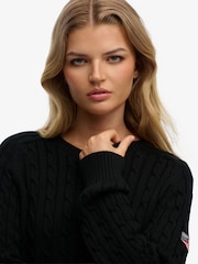 Superdry Black Slouchy Cable Knit Jumper - Image 3 of 6