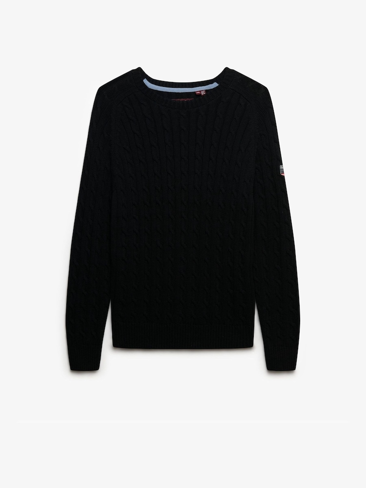 Preto azeviche - Suéter de malha trançada slouchy da Superdry - Imagem 5 de 5