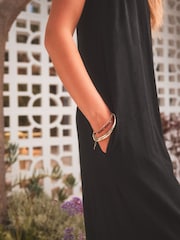 Black 100% Cotton Sleeveless Jumpsuit - Image 4 of 6