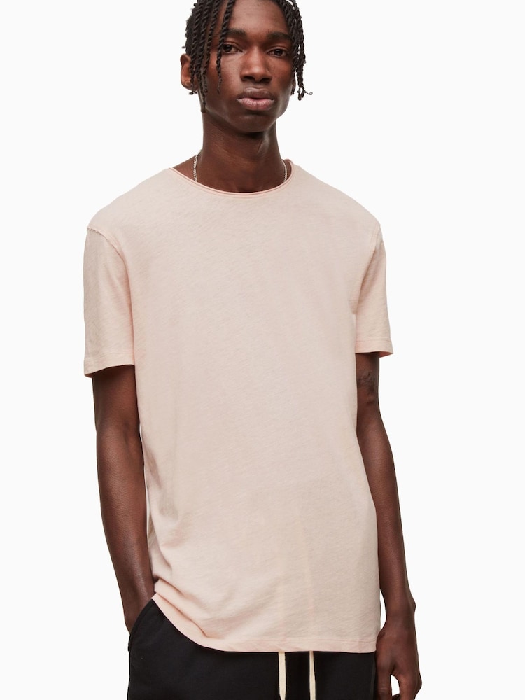 AllSaints Pink 100% Cotton Figure Short Sleeve T-Shirt - Image 1 of 5 AllSaints Pink 100% Cotton Figure Short Sleeve T-Shirt - Image 1 of 5