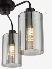 Dar Lighting Satin Black & Smoked Ribbed Glass Daylin 3lt Semi Flush - Image 5 of 6