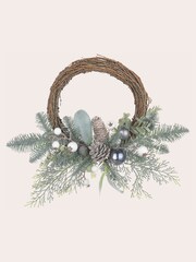 Laura Ashley Green Pine Cone and White Berry Half LED Wreath - Image 2 of 2