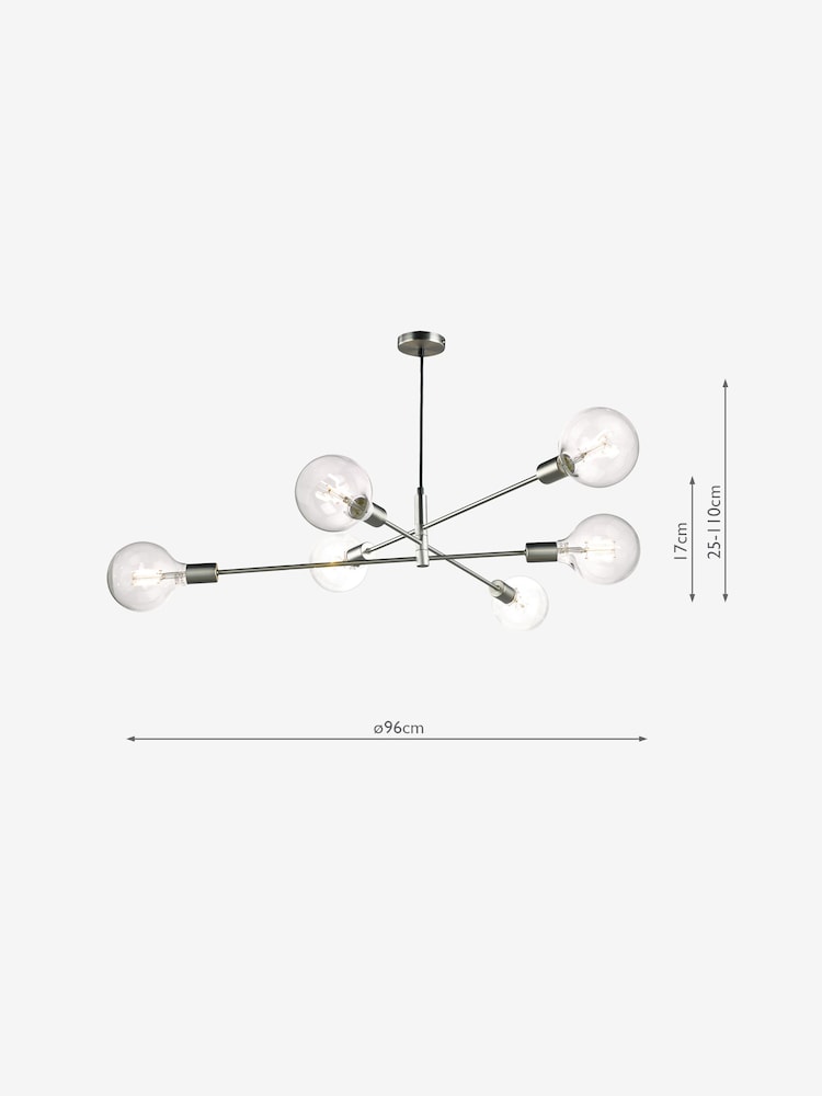 Dar Lighting Satin Chrome Alana 6lt Pendant - Image 4 of 4