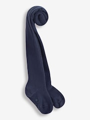 JoJo Maman Bébé Navy Blue Cotton Rich Plain Tights - Image 1 of 3