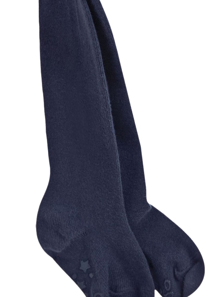 JoJo Maman Bébé Navy Blue Cotton Rich Plain Tights - Image 2 of 3