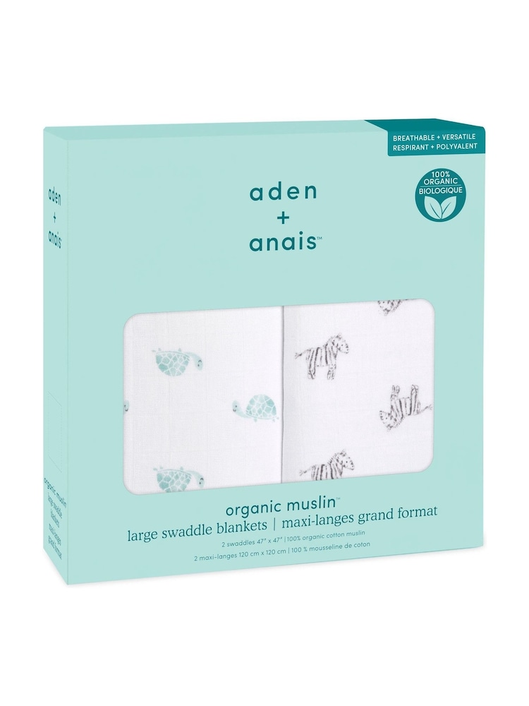 aden + anais White Large Cotton Muslin Blankets 2 Pack - Image 6 of 6