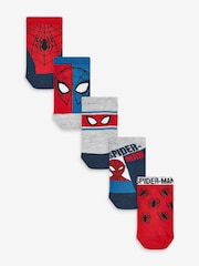 Spider-Man Red/Blue Cotton Rich Trainer Socks 5 Pack - Image 1 of 6