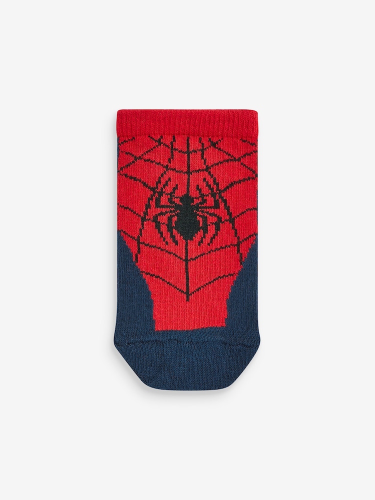 Spider-Man Red/Blue Cotton Rich Trainer Socks 5 Pack - Image 6 of 6