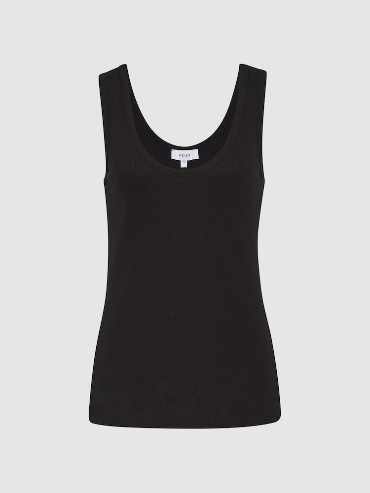 Reiss Black Violet Scoop Neck Jersey Vest Top - Image 2 of 6