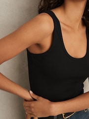 Reiss Black Violet Scoop Neck Jersey Vest Top - Image 5 of 6
