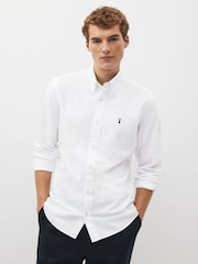 White Slim Fit Long Sleeve Oxford Shirt - Image 1 of 7