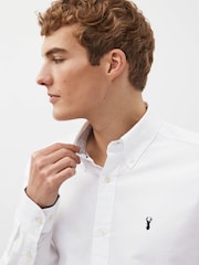 White Slim Fit Long Sleeve Oxford Shirt - Image 3 of 7