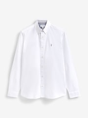 White Slim Fit Long Sleeve Oxford Shirt - Image 5 of 7