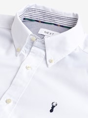 White Slim Fit Long Sleeve Oxford Shirt - Image 6 of 7