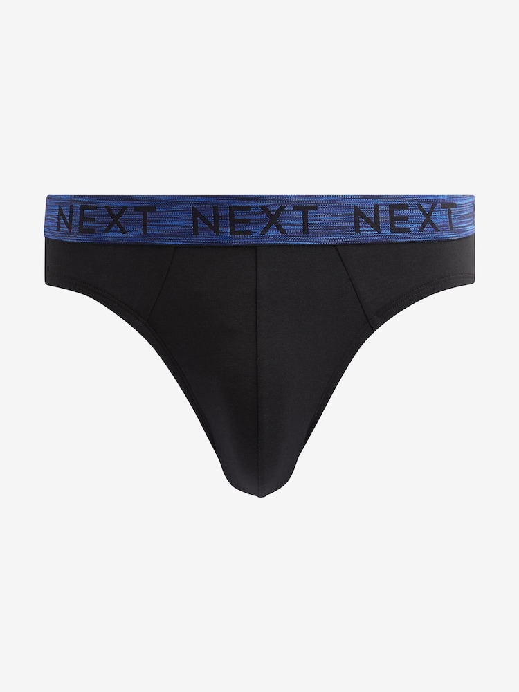 Black Marl Bright Waistband 4 pack Briefs - Image 1 of 10