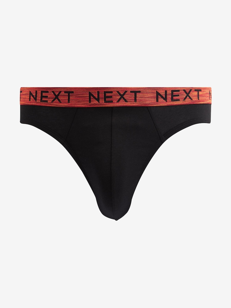 Black Marl Bright Waistband 4 pack Briefs - Image 2 of 10