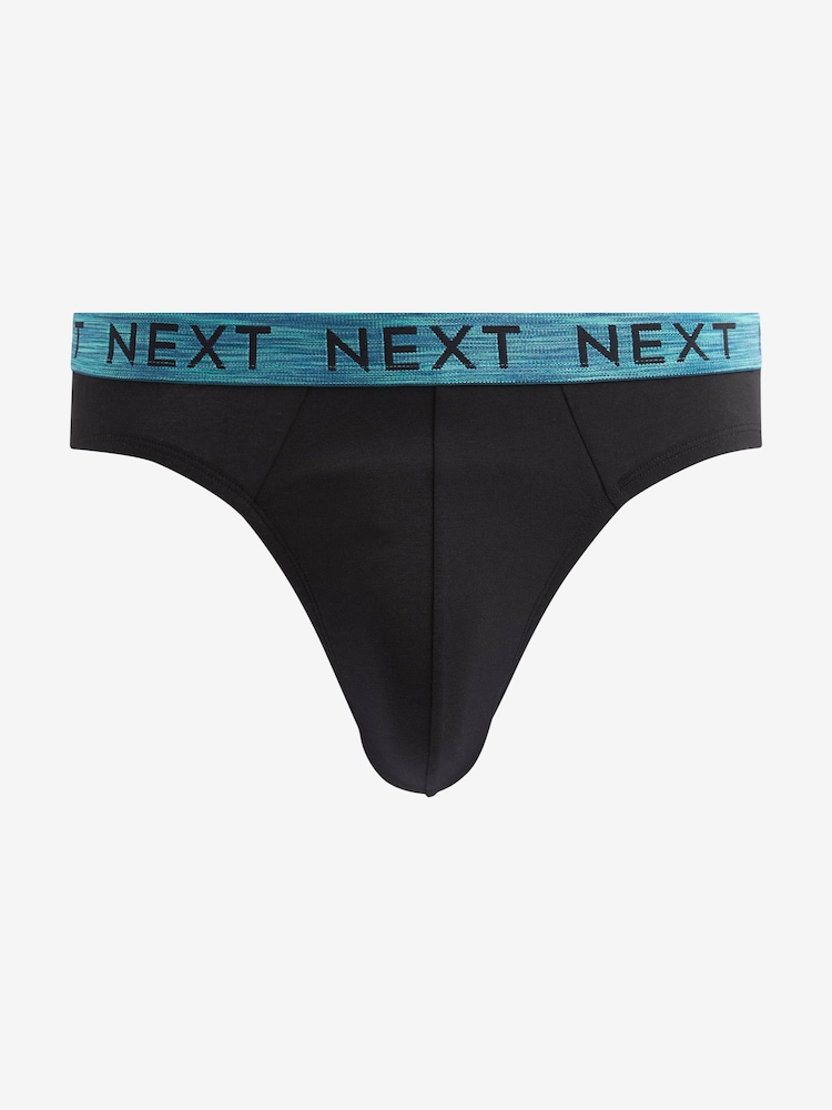 Black Marl Bright Waistband 4 pack Briefs - Image 4 of 10