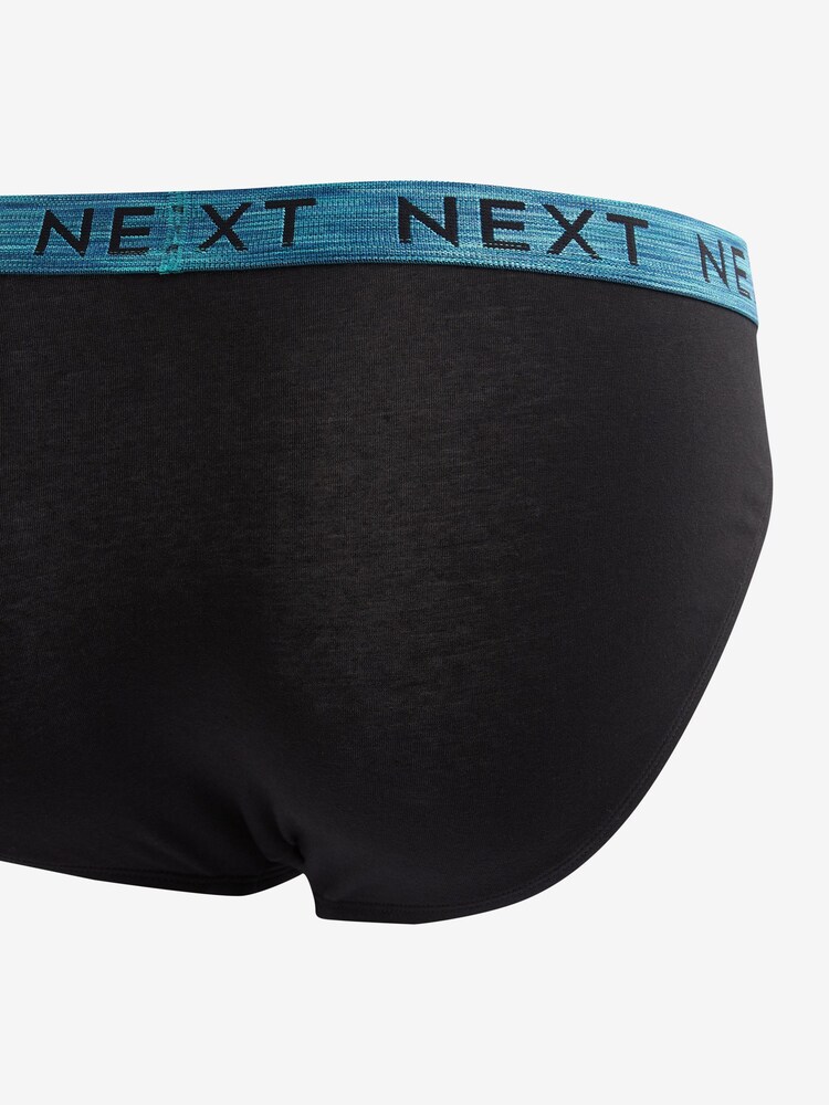 Black Marl Bright Waistband 4 pack Briefs - Image 5 of 10