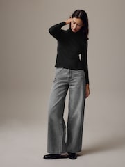 Black Long Sleeve Ribbed Roll Neck Top - Image 3 of 6