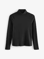 Black Long Sleeve Ribbed Roll Neck Top - Image 5 of 6