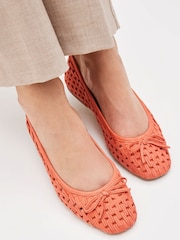 Orange Forever Comfort® Leather Weave Ballerina Shoes - Image 3 of 7