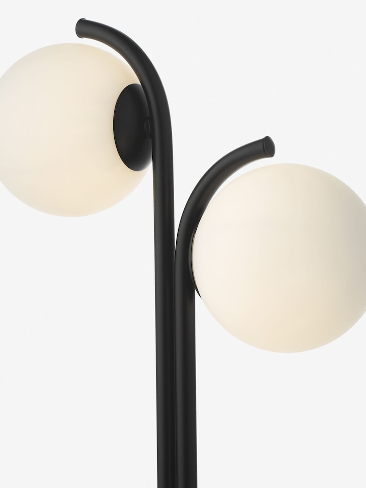 Dar Lighting Matt Black & Opal Glass Orlena 2lt Table Lamp - Image 6 of 6 Dar Lighting Matt Black & Opal Glass Orlena 2lt Table Lamp - Image 6 of 6