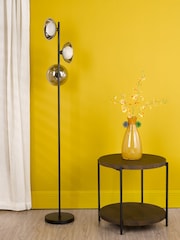 Dar Lighting Satin Black & Smoked Glass Kadience 3lt Floor Lamp - Image 2 of 6