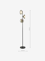 Dar Lighting Satin Black & Smoked Glass Kadience 3lt Floor Lamp - Image 4 of 6
