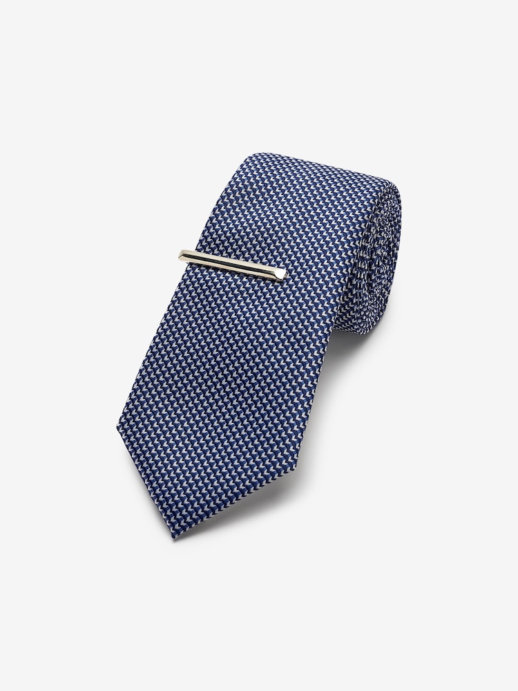 Blue Textured Ties And Clips 2 Pack - Image 3 of 7