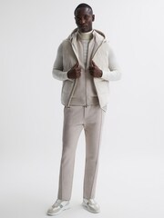 Reiss Oatmeal Melange Bristol Knitted Sleeveless Zip-Through Vest - Image 2 of 4