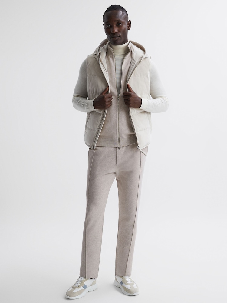 Reiss Oatmeal Melange Bristol Knitted Sleeveless Zip-Through Vest - Image 2 of 4