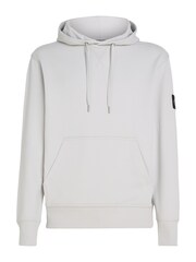 Calvin Klein Grey 100% Cotton Woven Badge Hoodie - Image 4 of 6