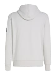 Calvin Klein Grey 100% Cotton Woven Badge Hoodie - Image 5 of 6