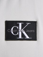 Calvin Klein Grey 100% Cotton Woven Badge Hoodie - Image 6 of 6