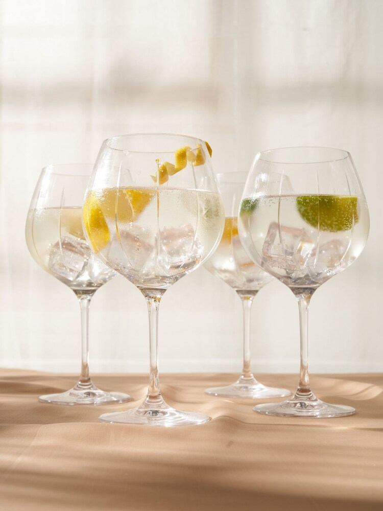 Truly Set of 4 Clear Soho Cut Crystal Gin Glasses - Image 1 of 4