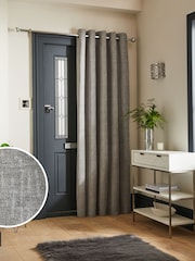 Grey Silver Heavyweight Chenille Super Thermal Eyelet Door Curtain - Image 1 of 4