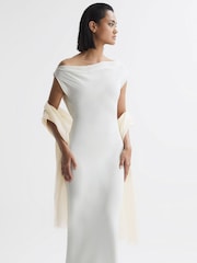 Reiss Off White Heidi Wool-Cashmere Lightweight Scarf - Image 2 of 4