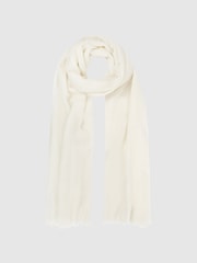 Reiss Off White Heidi Wool-Cashmere Lightweight Scarf - Image 3 of 4
