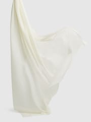 Reiss Off White Heidi Wool-Cashmere Lightweight Scarf - Image 4 of 4