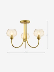 Dar Lighting Satin Gold & Champagne Ribbed Glass Cognac 3lt Semi Flush - Image 4 of 6
