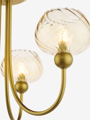 Dar Lighting Satin Gold & Champagne Ribbed Glass Cognac 3lt Semi Flush - Image 6 of 6