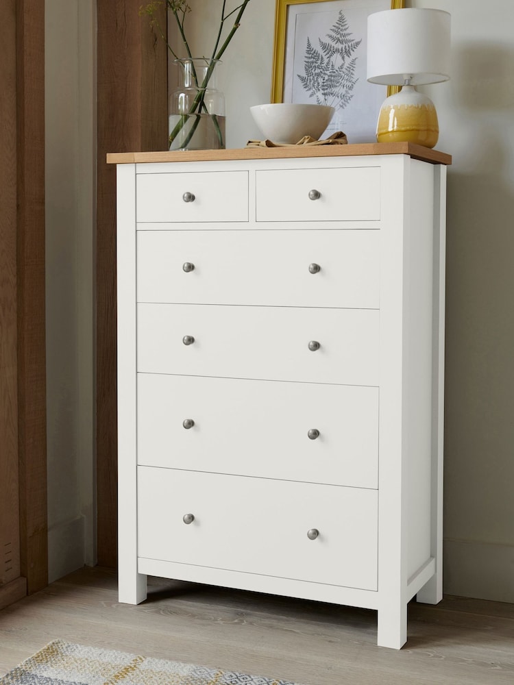 Chalk Malvern Paint Effect 6 Drawer Chest of Drawers - Image 1 of 9