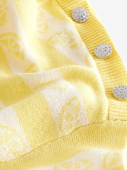 Yellow Lemons V-Neck Gem Button Linen T-Shirt - Image 7 of 7
