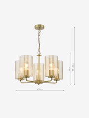 Dar Lighting Satin Gold & Amber Ribbed Glass Daylin 5lt Pendant - Image 4 of 6