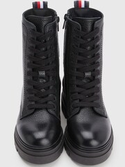 Tommy Hilfiger Black  Monochromatic Lace Up Boots - Image 3 of 5