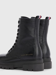 Tommy Hilfiger Black  Monochromatic Lace Up Boots - Image 4 of 5