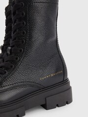 Tommy Hilfiger Black  Monochromatic Lace Up Boots - Image 5 of 5