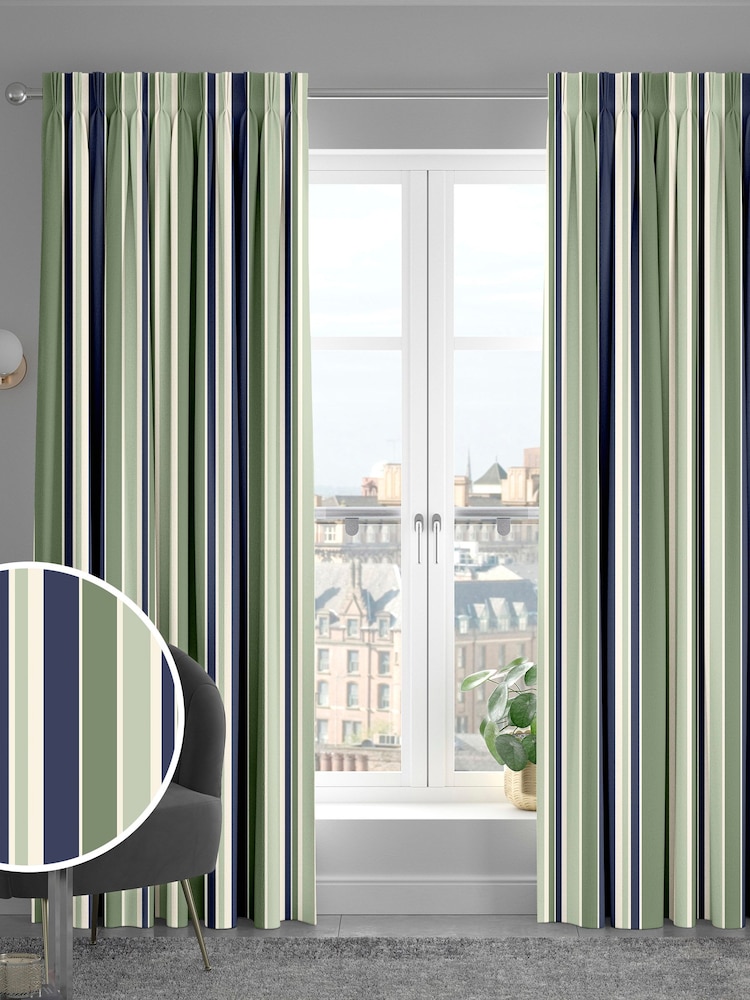 Green Huddson Made To Measure 100% Cotton Curtains - Image 1 of 9