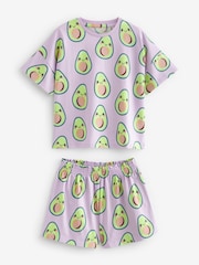 Lilac Purple/Cream Avocado/Bubble Tea Character 2 Pack Short Pyjamas (3-16yrs) - Image 5 of 6