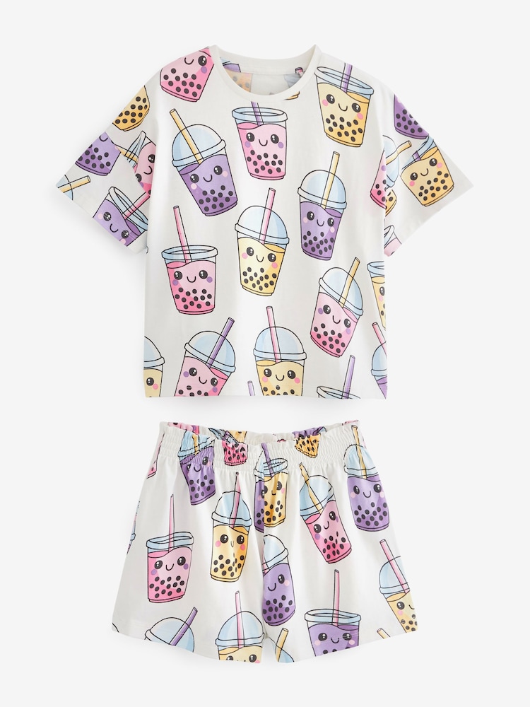 Lilac Purple/Cream Avocado/Bubble Tea Character 2 Pack Short Pyjamas (3-16yrs) - Image 6 of 6